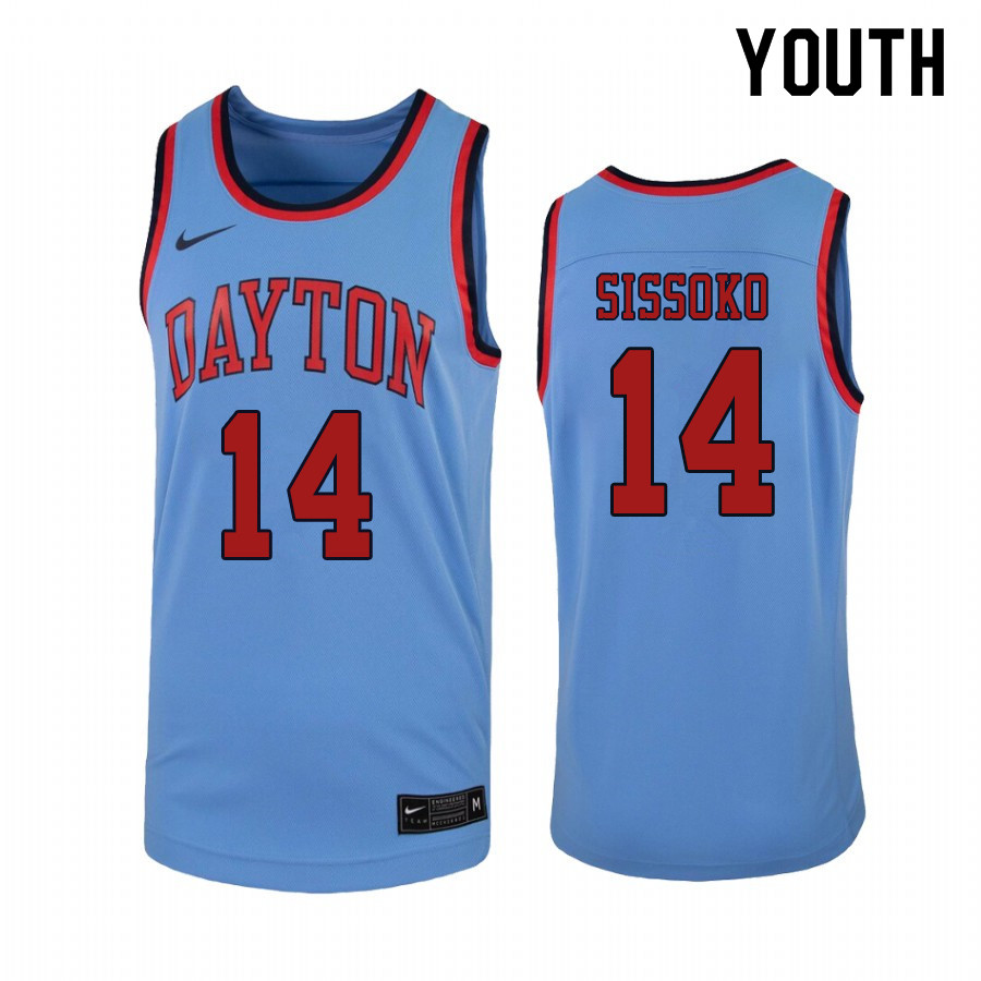 Youth #14 Moulaye Sissoko Dayton Flyers College Basketball Jerseys Sale-Light Blue